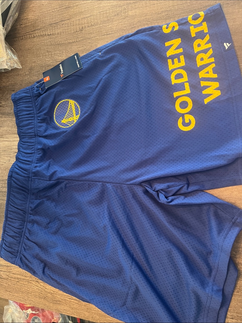 Fanatics Blue Golden Warriors Men's Athletic Shorts with Yellow Logo